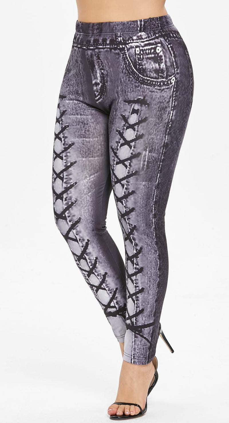 Plus Size Elastic High Waist Workout Legging