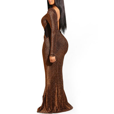 Women Long Sexy Fall Vintage Elegant Mermaid Sequin Dress
