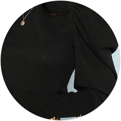 Black Elegant Office Lady Puff Sleeve With Buttons