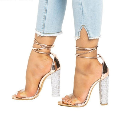 Women Sandals Ankle Strap Pumps Super High Heels