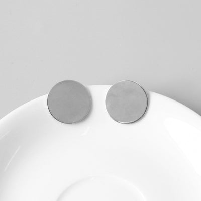 Silver Gold Color Big Round Stud Earrings for Women