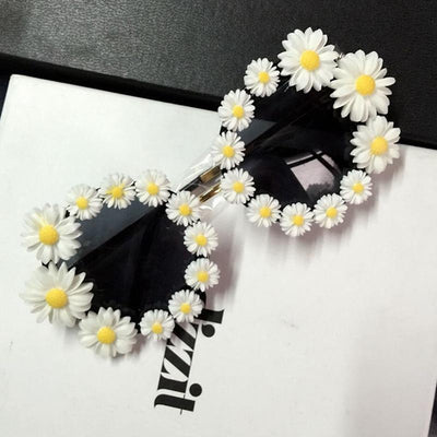 Women Vintage Round Flower Sunglasses