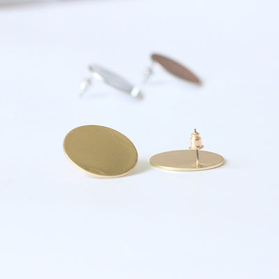 Silver Gold Color Big Round Stud Earrings for Women