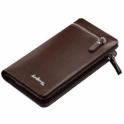 Men Wallets Long Double Zipper PU Leather Wallet