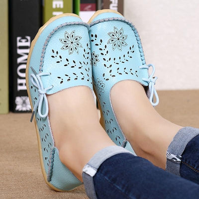 Lace-up Genuine Leather Women Flats Shoe F
