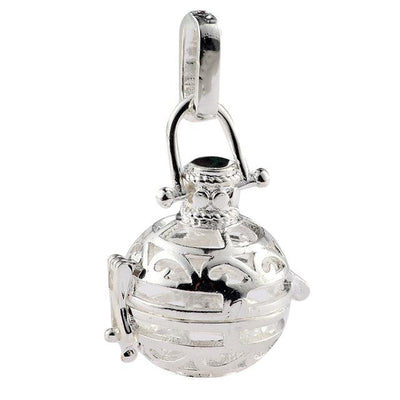 Hollow Cage Filigree Ball Box Copper Crown Pendant