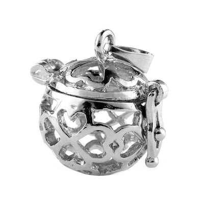Hollow Cage Filigree Ball Box Copper Crown Pendant