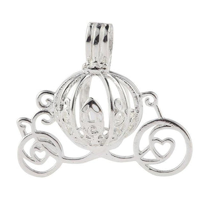Hollow Cage Filigree Ball Box Copper Crown Pendant