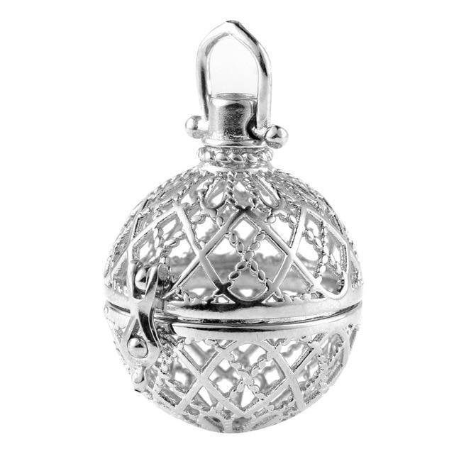 Hollow Cage Filigree Ball Box Copper Crown Pendant