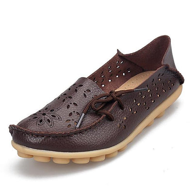 Lace-up Genuine Leather Women Flats Shoe F