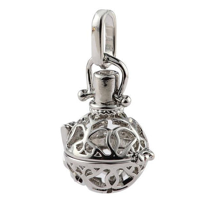 Hollow Cage Filigree Ball Box Copper Crown Pendant