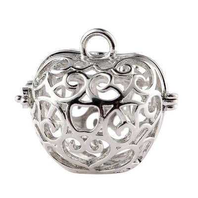 Hollow Cage Filigree Ball Box Copper Crown Pendant