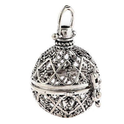 Hollow Cage Filigree Ball Box Copper Crown Pendant