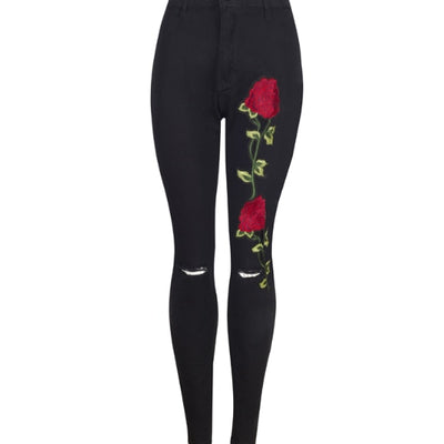 Elastic Stretch embroidery sexy Jeans