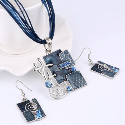 Summer Style Enamel Silver Pendant Jewelry Sets