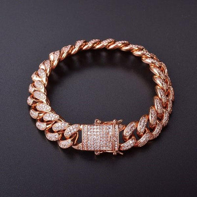 12MM Men Zircon Curb Cuban Link Hip hop Bracelet