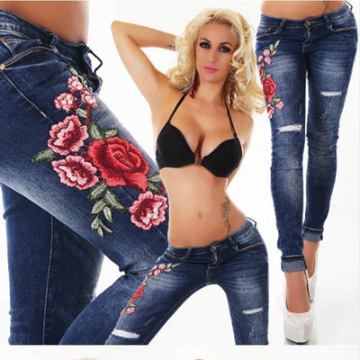 Elastic Stretch embroidery sexy Jeans