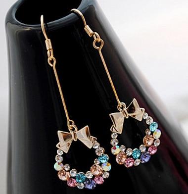 Gold Color Bow knot pop Round Hoop Earrings for Women