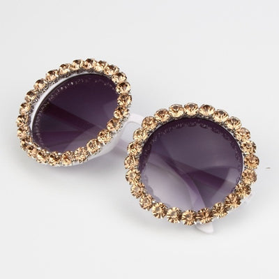 Luxury vintage rhinestone round sunglasses