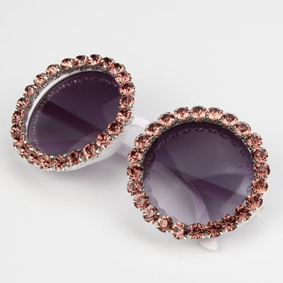 Luxury vintage rhinestone round sunglasses