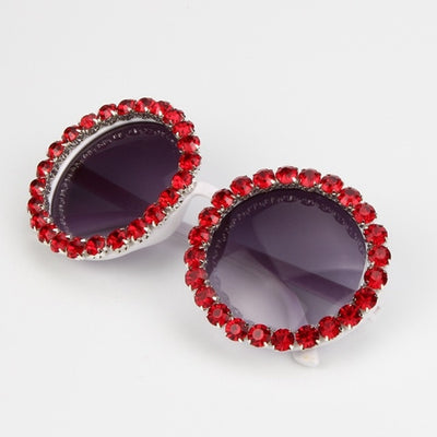 Luxury vintage rhinestone round sunglasses