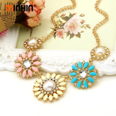 8 Colors Multi color Big Pendant Clavicle Chain Necklace