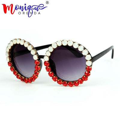 Luxury vintage rhinestone round sunglasses