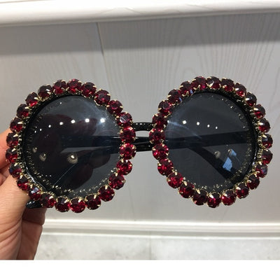 Luxury vintage rhinestone round sunglasses