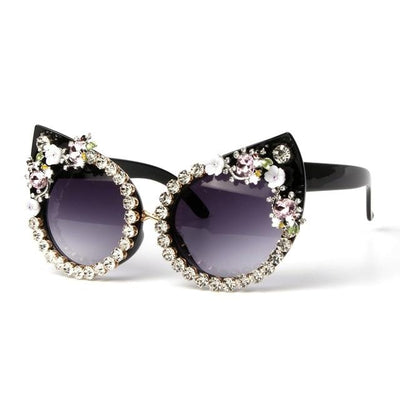 Cat Eyes Rhinestone Decoration Sunglasses