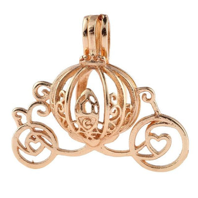 Hollow Cage Filigree Ball Box Copper Crown Pendant