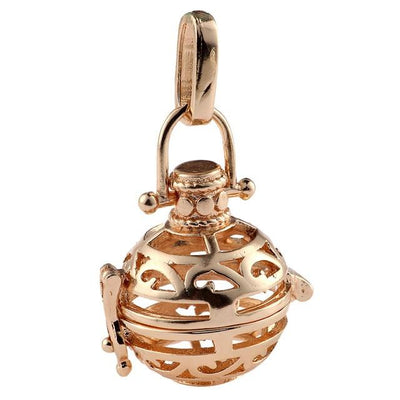 Hollow Cage Filigree Ball Box Copper Crown Pendant