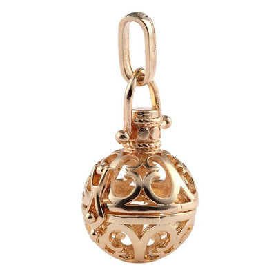 Hollow Cage Filigree Ball Box Copper Crown Pendant