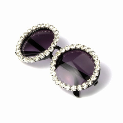 Luxury vintage rhinestone round sunglasses
