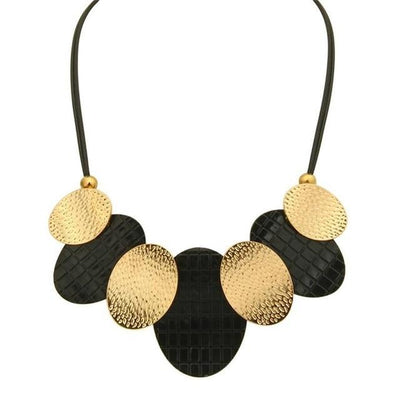 Cute Choker Necklace Oval Metal Sheets Pendant