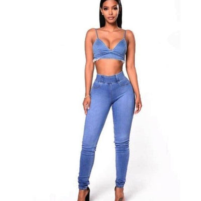 High Waist Skinny Pencil Denim Pants