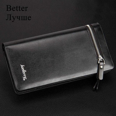 Men Wallets Long Double Zipper PU Leather Wallet