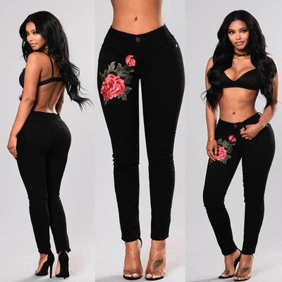 Elastic Stretch embroidery sexy Jeans