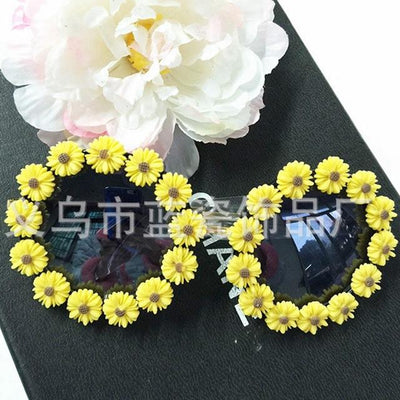 Women Vintage Round Flower Sunglasses