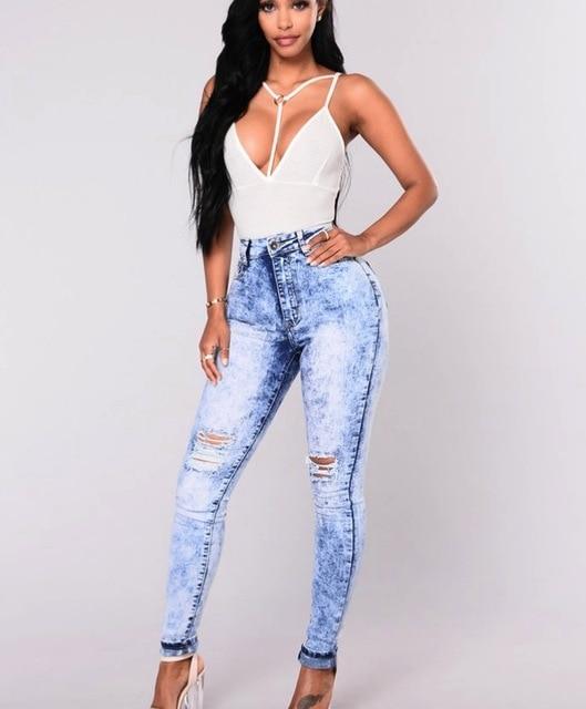 Classic High Waist Skinny Pencil Denim Pants