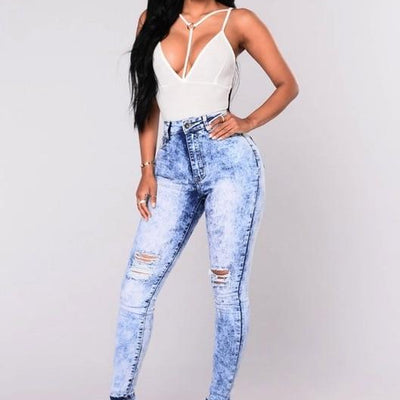 Classic High Waist Skinny Pencil Denim Pants