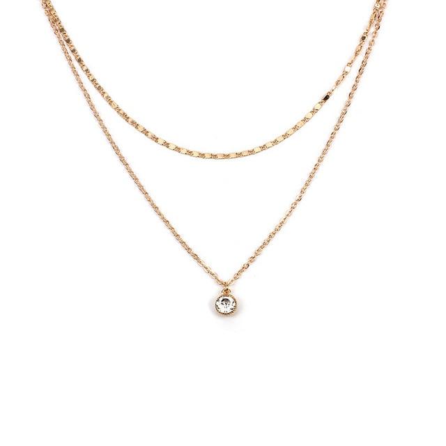 Female Gold Color Double Layer Necklace Collier
