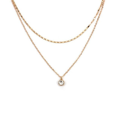 Female Gold Color Double Layer Necklace Collier