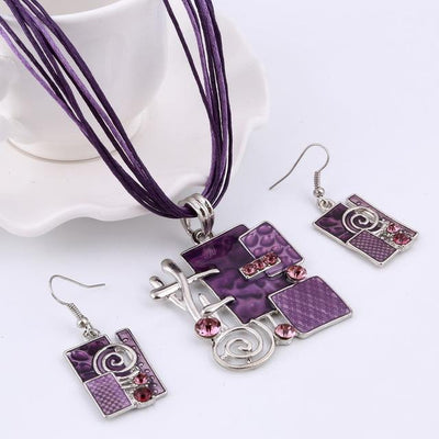 Summer Style Enamel Silver Pendant Jewelry Sets