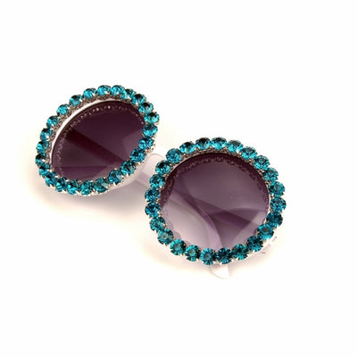 Luxury vintage rhinestone round sunglasses