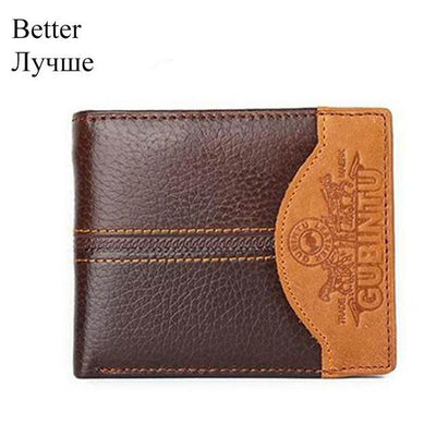 Genuine Leather Brand Casual Zipper Men's Leather Purse