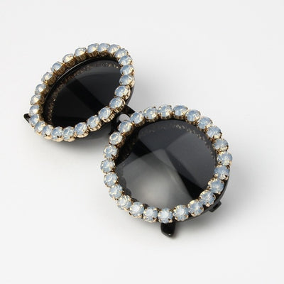 Luxury vintage rhinestone round sunglasses