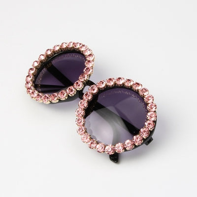 Luxury vintage rhinestone round sunglasses