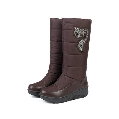 new fashion snow boots rhinestone wedges high heels