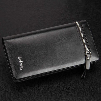 Men Wallets Long Double Zipper PU Leather Wallet