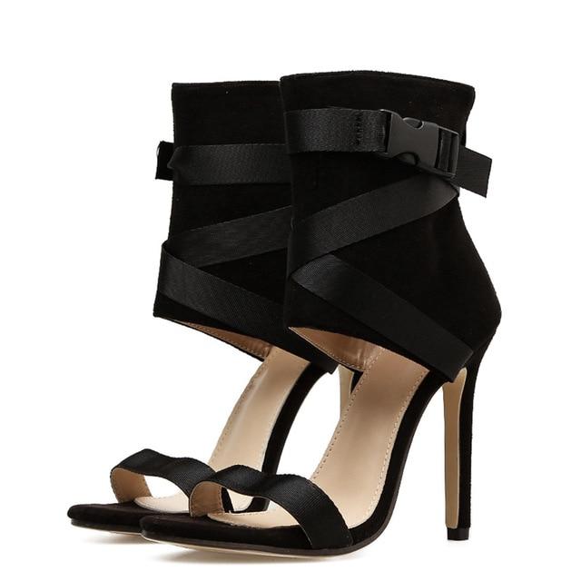 Women Cloth Belt Rome Gladiator Peep-Toe Sandal